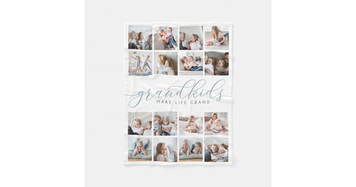Grandkids Make Life Grand 16 Photo Collage Fleece Blanket | Zazzle | Zazzle