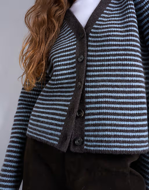 Topshop knit striped cardigan in blue | ASOS | ASOS (Global)