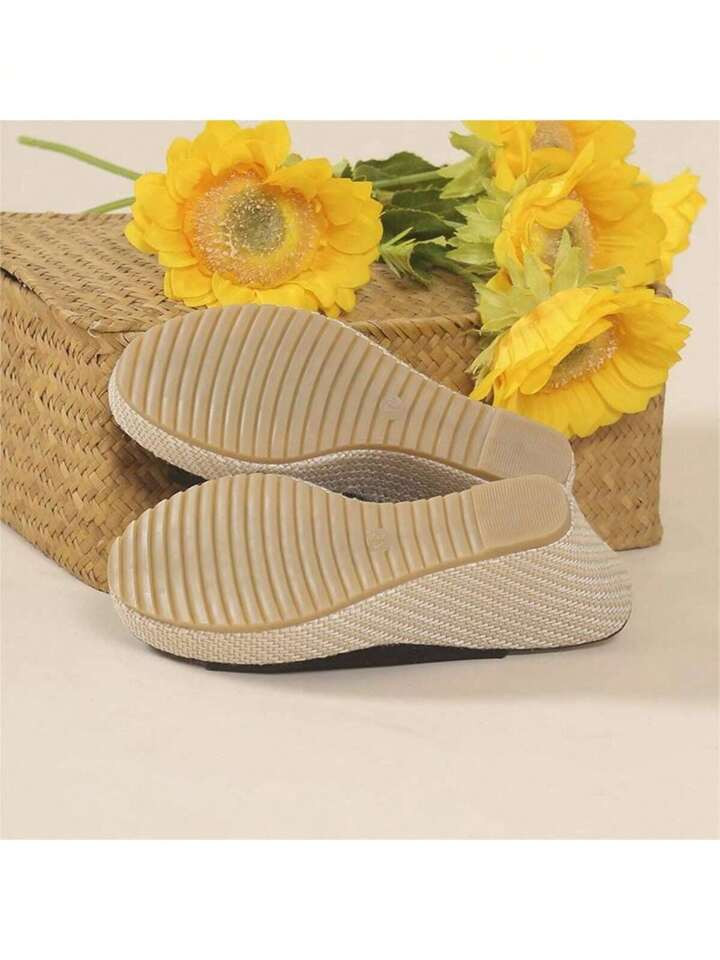 Women's Thick-soled Fish Mouth Imitation Bottom Sandals, Black Waterproof Platform And Slip-resis... | SHEIN