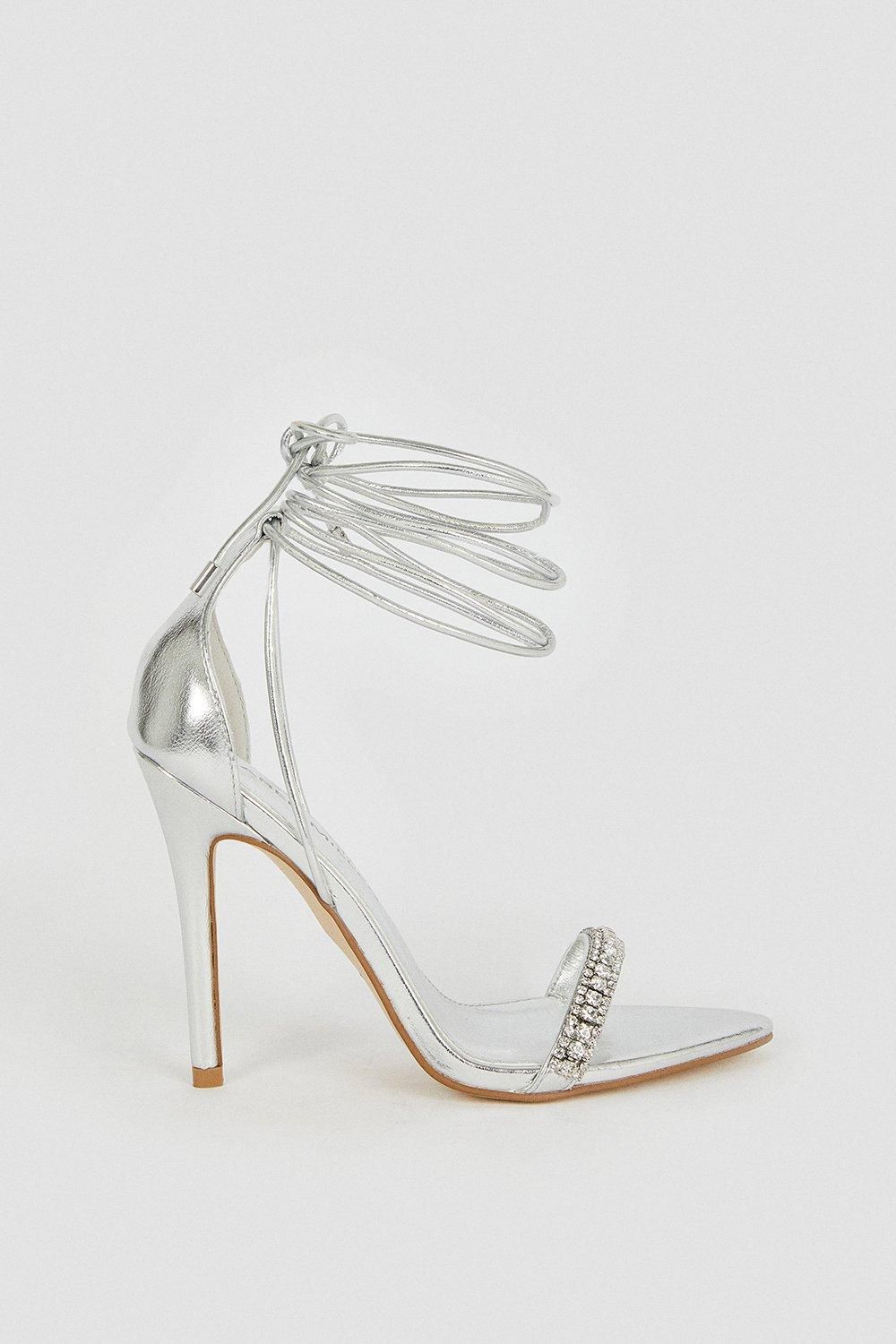 Metallic Diamante Trim Stiletto Heel | Karen Millen US