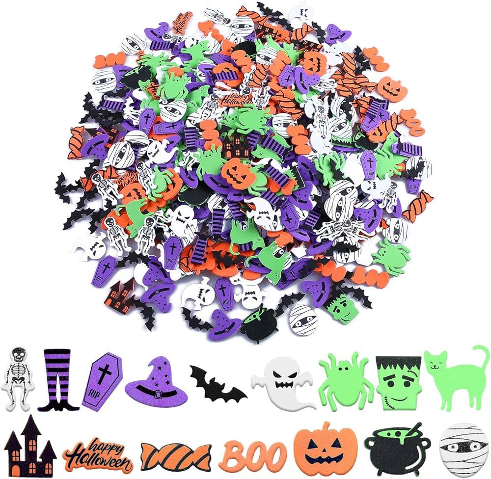 Motarto 500 Pieces Halloween Foam Craft Stickers Self Adhesive Halloween Theme Stickers for Hallo... | Amazon (US)