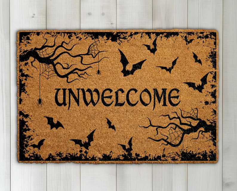 Unwelcome Doormat, Funny Halloween Welcome Mat, Gothic Bat Home Decor, Fall Front Porch Rug, Spoo... | Etsy (Global)
