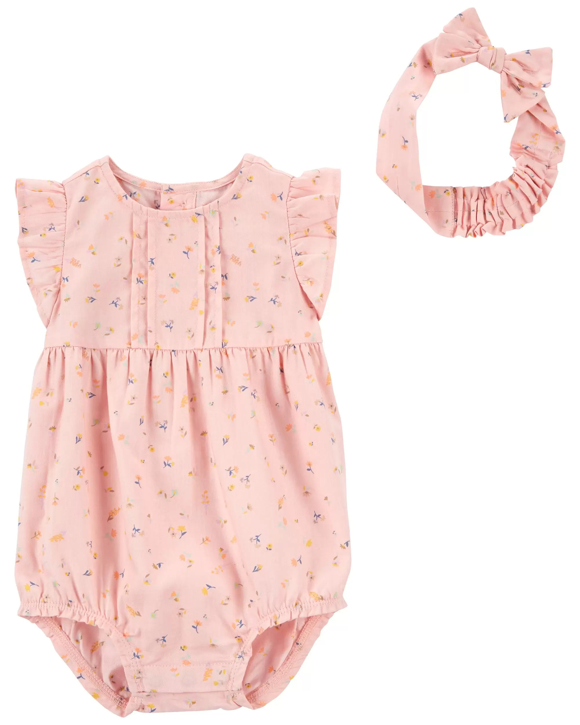 Baby 2-Piece Floral Bodysuit & Headwrap Set | Carter's