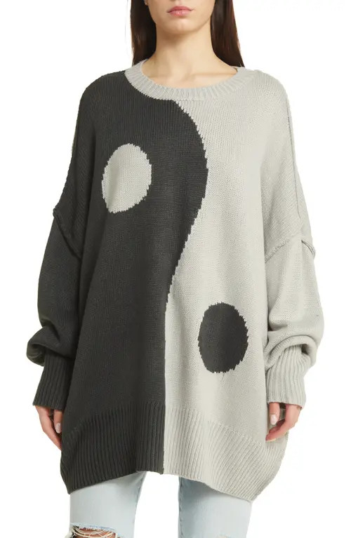 Dressed in Lala Yin & Yang Oversize Sweater in Shades Of Grey at Nordstrom, Size Large | Nordstrom