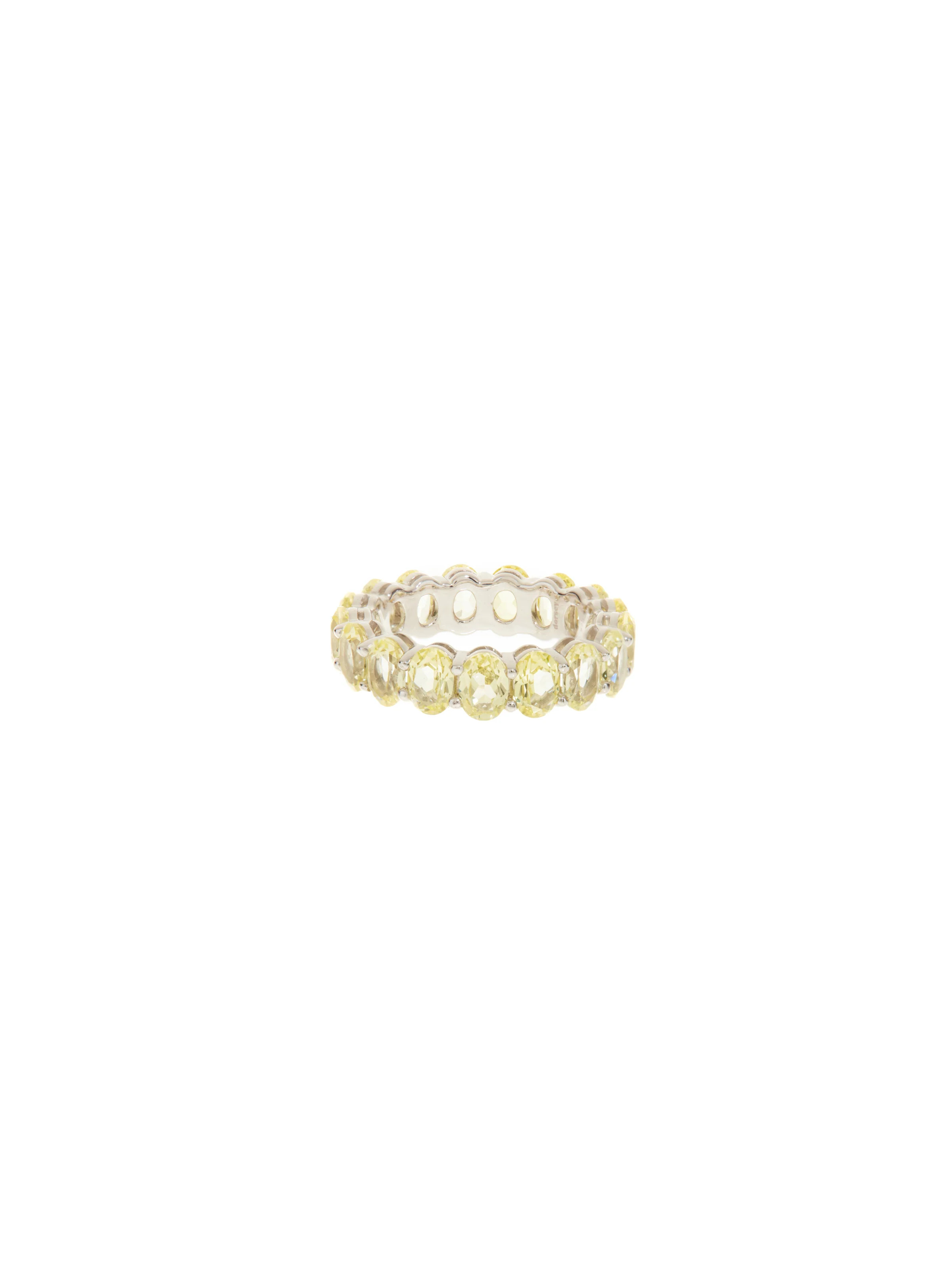 OVAL CUT ETERNITY BAND, LAB YELLOW SAPPHIRE, SILVER | Dorsey