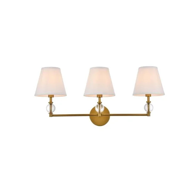 Bethany 3 Lights Bath Sconce in Brass with White Fabric Shade | Walmart (US)
