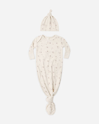 Knotted Baby Gown + Hat Set Fall Ditsy | Rylee + Cru