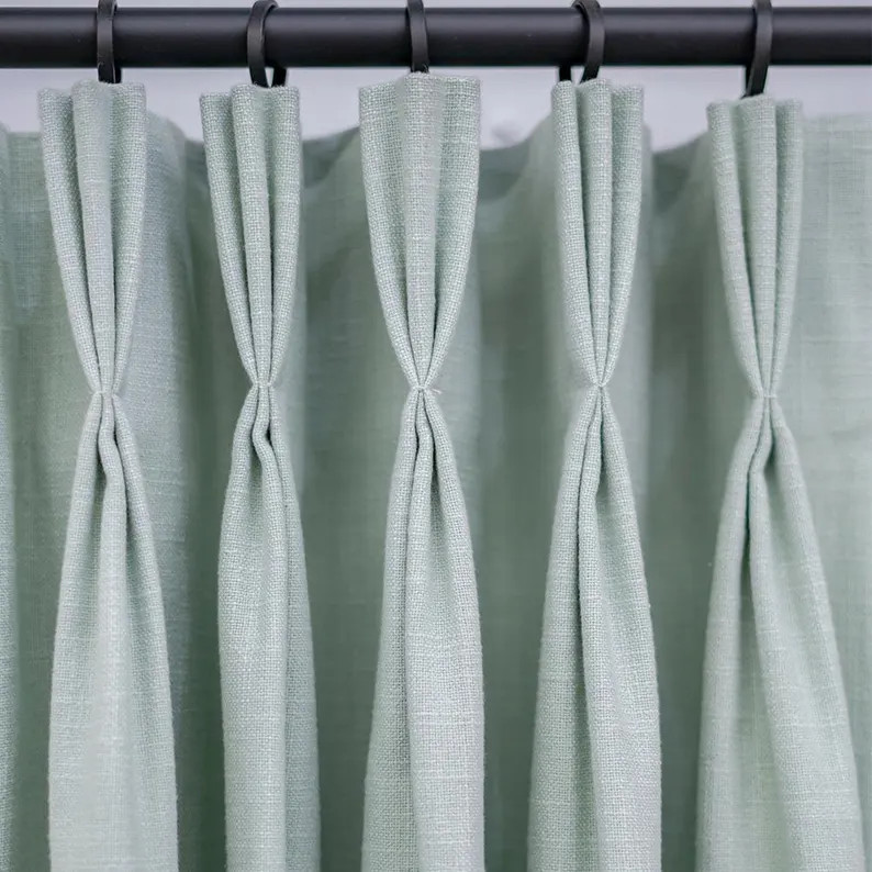 Punjab Ice, Blue 100% Polyester Flaux Linen | Lined Custom Drapes or Curtains | Pinch Pleat or Eu... | Etsy (Global)