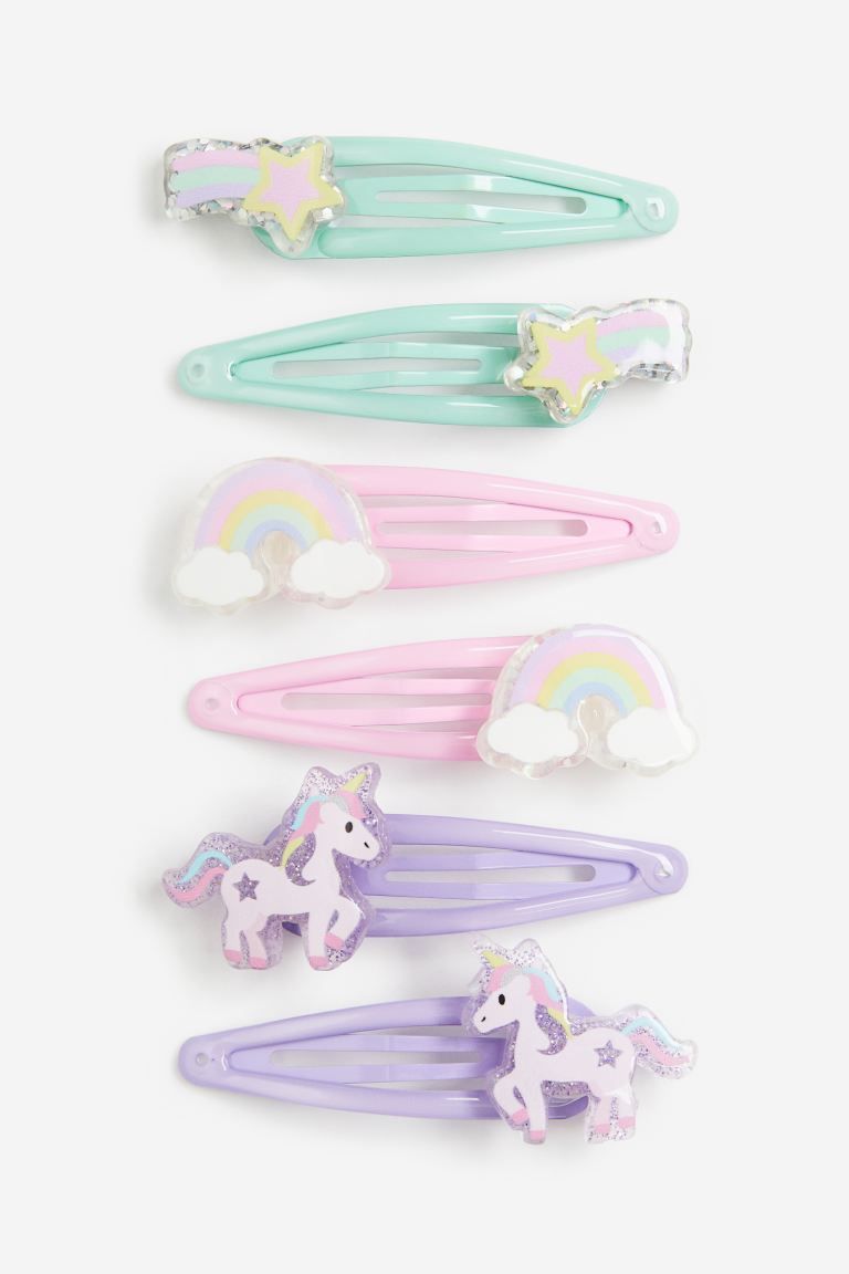 6-pack Hair Clips - Light pink/rainbow - Kids | H&M US | H&M (US + CA)