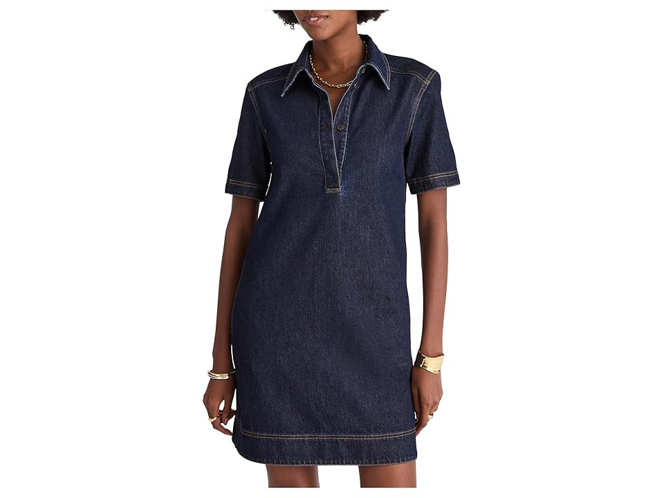 Madewell Short Sleeve Popover Denim Mini Dress Women's Dress Rinse Wash : 2XL (Women's 18), Cotton/Denim | Zappos
