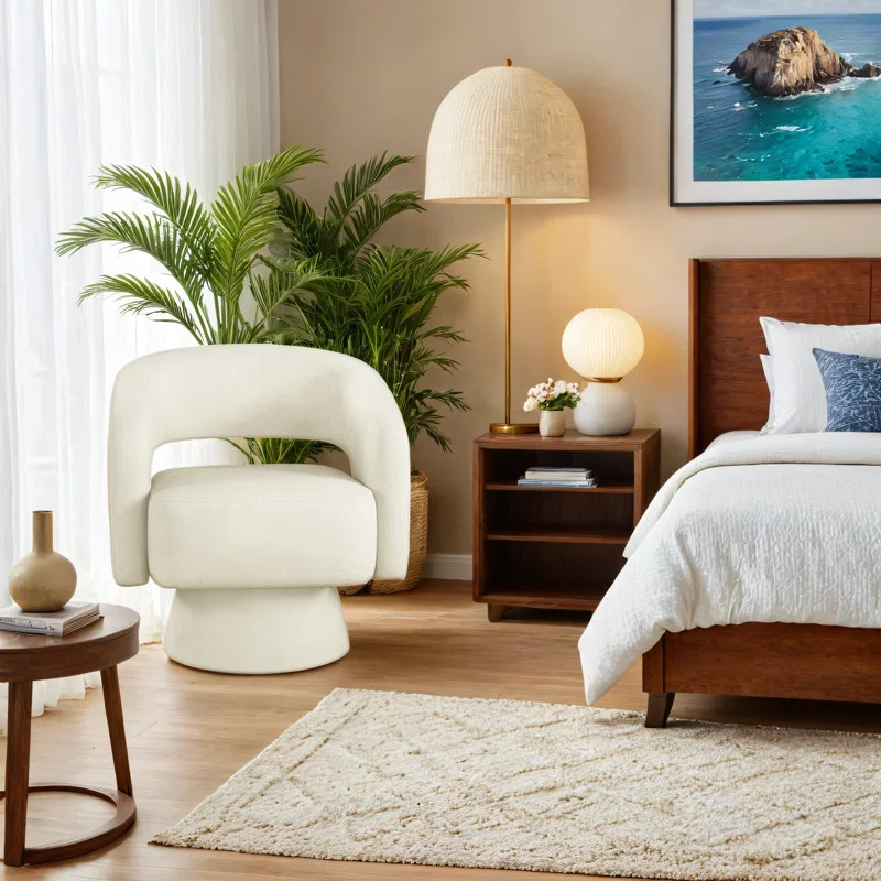 Jarissa 27.8'' Wide Modern Soft Wide Upholstered Swivel Barrel Chair | Wayfair North America