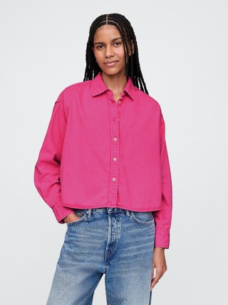 UltraSoft Denim Cropped Big Shirt | Gap (US)