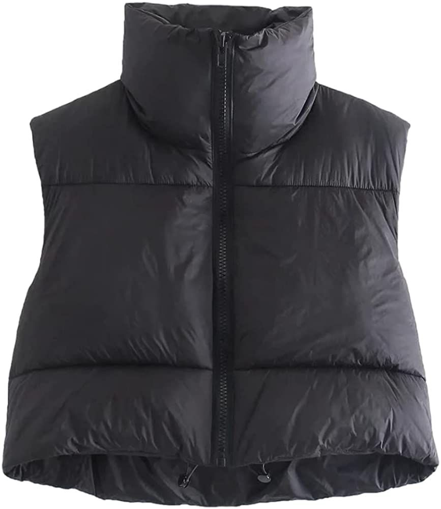 KEOMUD Women's Winter Crop Vest Lightweight Sleeveless Warm Outerwear Puffer Vest Padded Gilet | Amazon (US)