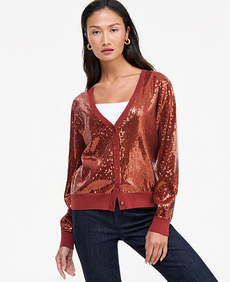 Women's Sequin V-Neck Cardigan | Macy's