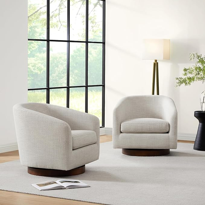 CHITA Swivel Accent Chair, FSC Certified Upholstered Fabric Barrel Chair for Living Room Set of 2... | Amazon (US)