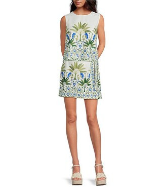 Sugarlips Senara Floral Lisha Round Neck Sleeveless Coordinating Linen Tank Top | Dillard's | Dillard's