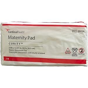 Cardinal Health 2022A Curity Maternity Pad, 3.90" x 12.01" Size (Pack of 14), White | Amazon (US)