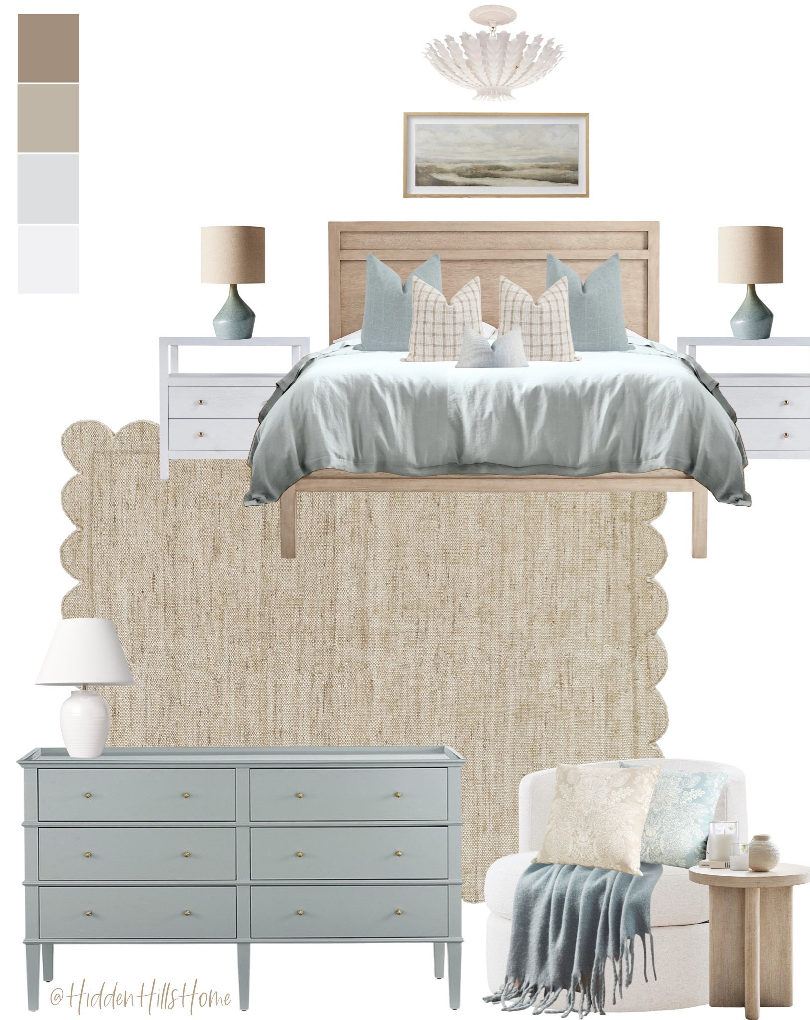 Coastal bedroom decor, master bedroom mood board, home decor ideas, bedroom rug, nightstands, beach house bedroom, bedding #bedroom

#LTKHome #LTKSaleAlert #LTKSeasonal