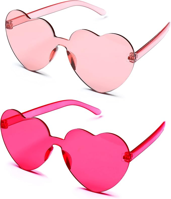 4E's Novelty 2 Pack Heart Shaped Sunglasses for Women - Trendy Glasses for Valentines, Mardi Gras... | Amazon (US)