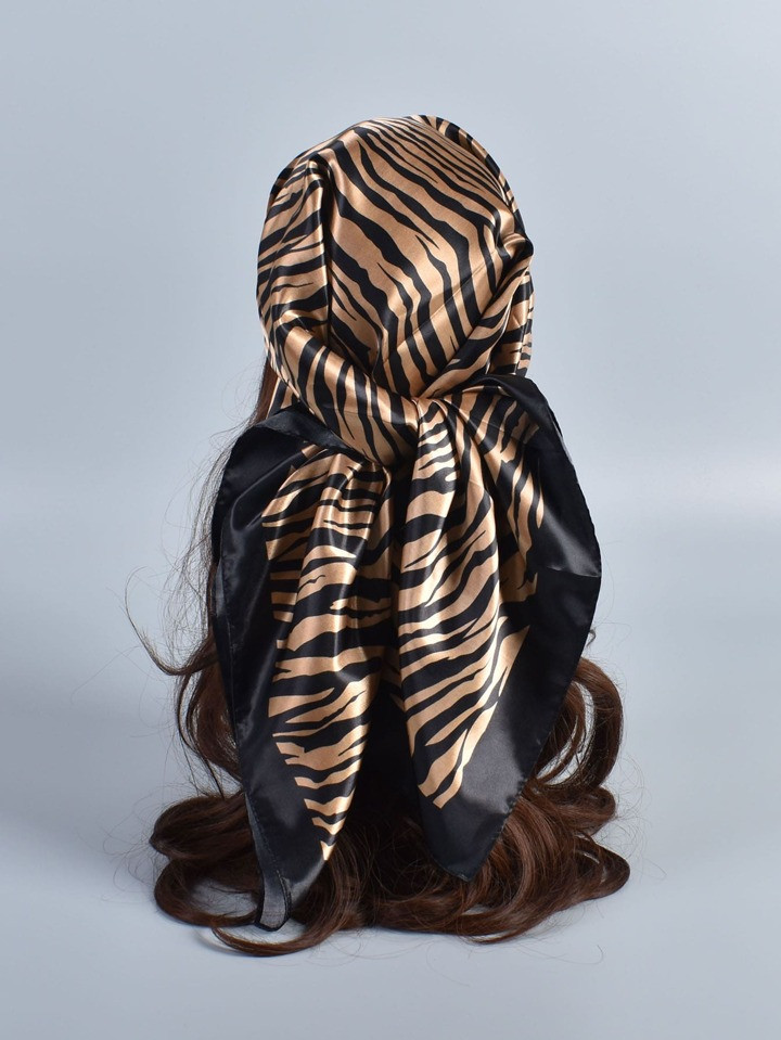 1pc Zebra Striped Bandana Classic Silky Square Scarf For Outdoor All Seasons Bandana,Hair Band,He... | SHEIN