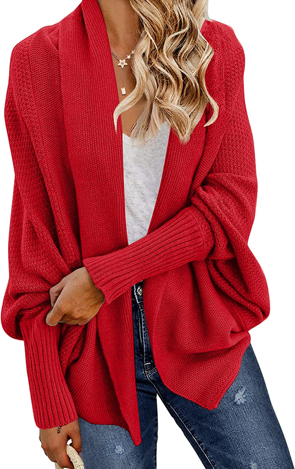 GRECERELLE Women's Kimono Batwing Cable Open Front Knitted Slouchy Oversized Wrap Cardigan Sweate... | Amazon (US)