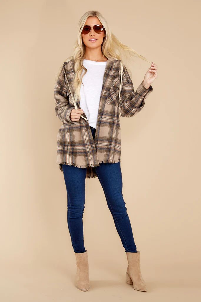 Campfire Evenings Mocha Multi Plaid Jacket | Red Dress 