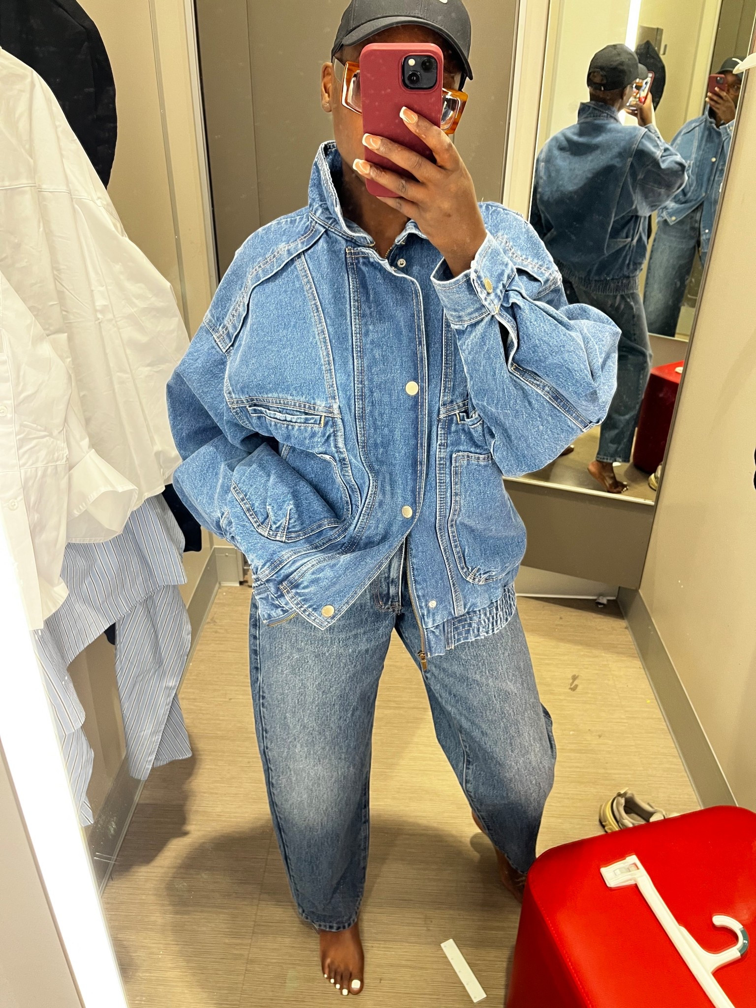 Denim Bomber on SALE!  😍
Wearing a size medium for oversized look. 

Just use this link 🔗 
https://rstyle.me/+Vew3XcminFyyVCJYvjx_HQ

#LTKStyleTip #LTKFindsUnder50 #LTKSaleAlert