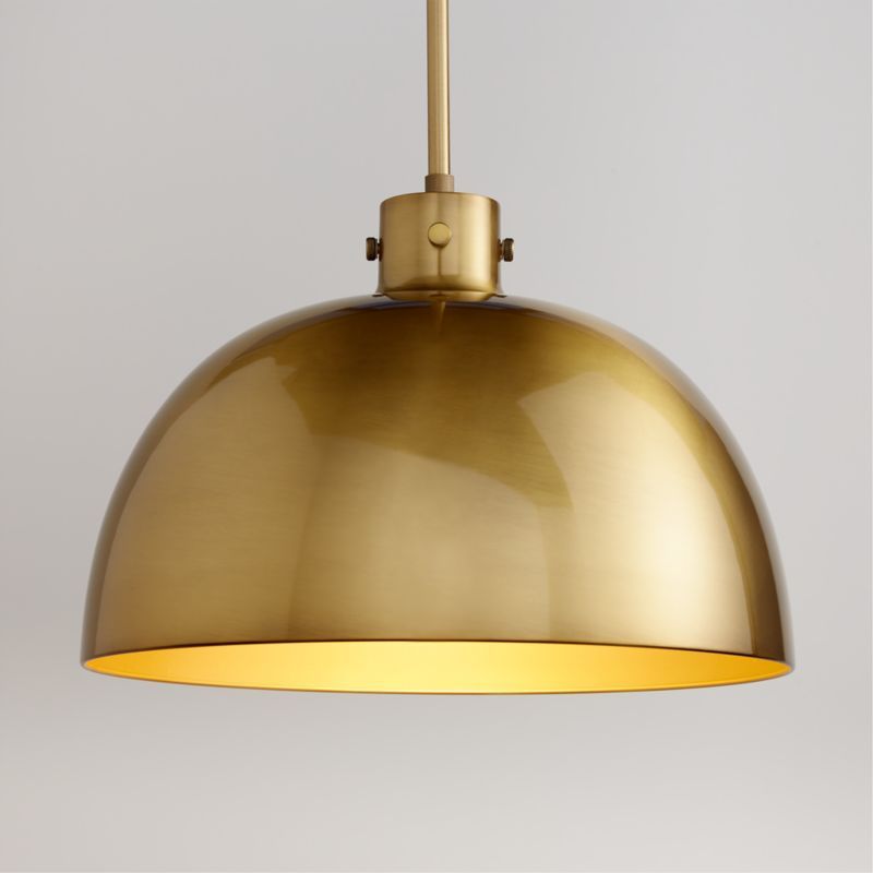 Dakota Brass Pendant Light with Large Brass Dome + Reviews | Crate & Barrel | Crate & Barrel