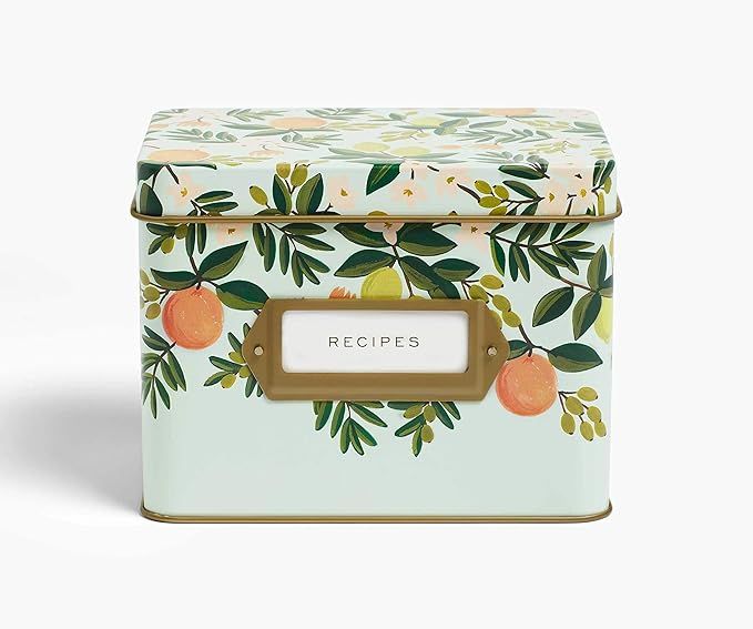 Rifle Paper Co. Citrus Floral Recipe Tin, Gold Metallic Interior, Gold-Framed Label On Front, Inc... | Amazon (US)