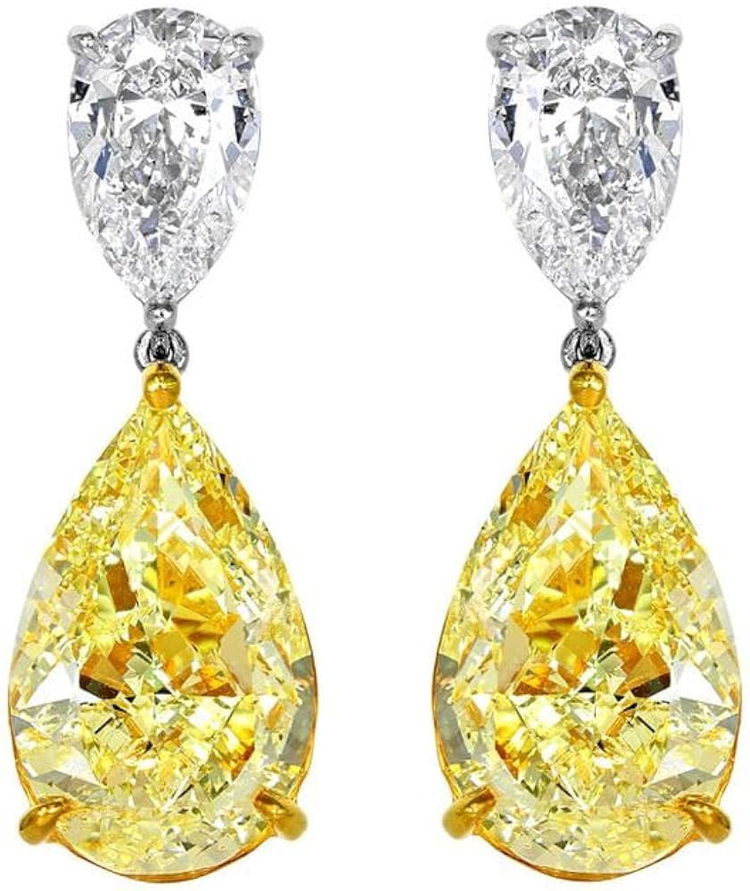Silversea store 2.25 Ct Pear Cut Yellow Citrine Womens Push Back Drop & Dangle Earrings 14k White... | Amazon (US)