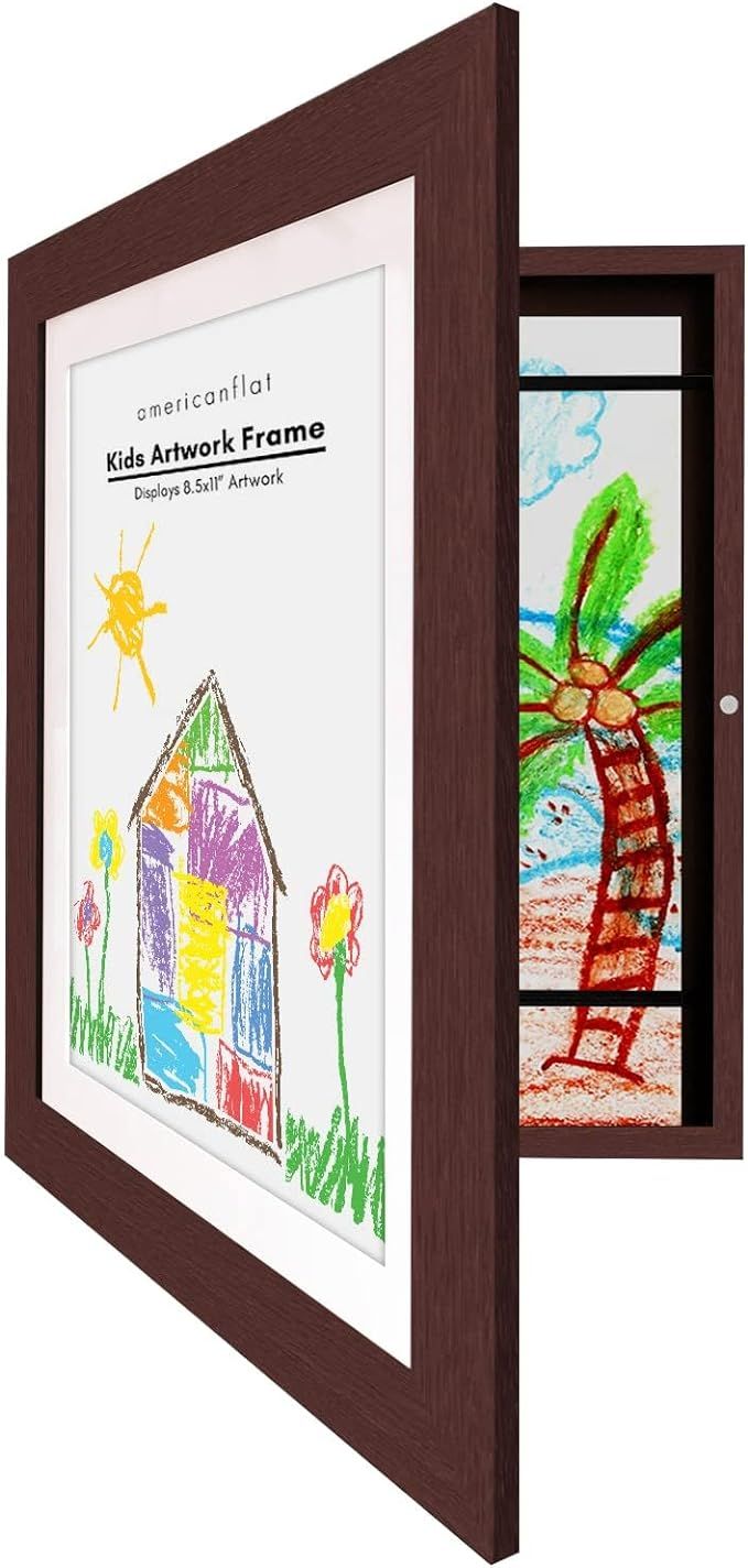 Americanflat Front Loading Kids Art Frame in Mahogany - 8.5x11 Picture Frame with Mat and 10x12.5... | Amazon (US)
