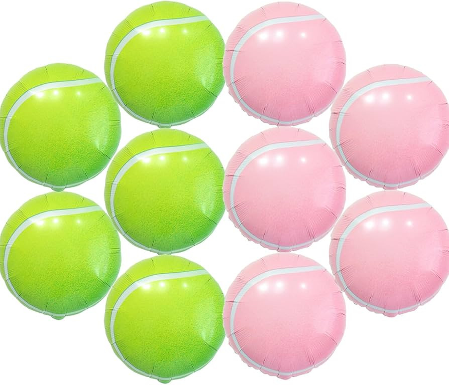 10pcs Tennis Balloons Green Tennis Balls Pink Tennis Balls Foil Balloons for Tennis Birthday Part... | Amazon (US)