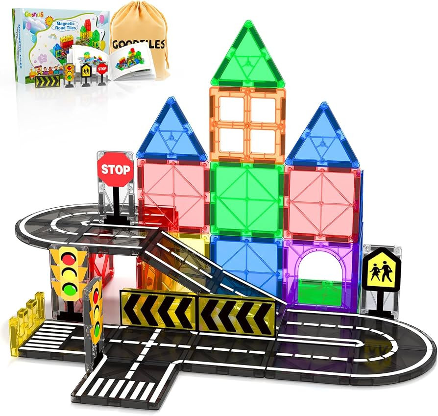 Magnetic Tiles - Road Set, Magnetic Building Blocks, Preschool Montessori Toys Gift for 3+ Year O... | Amazon (US)