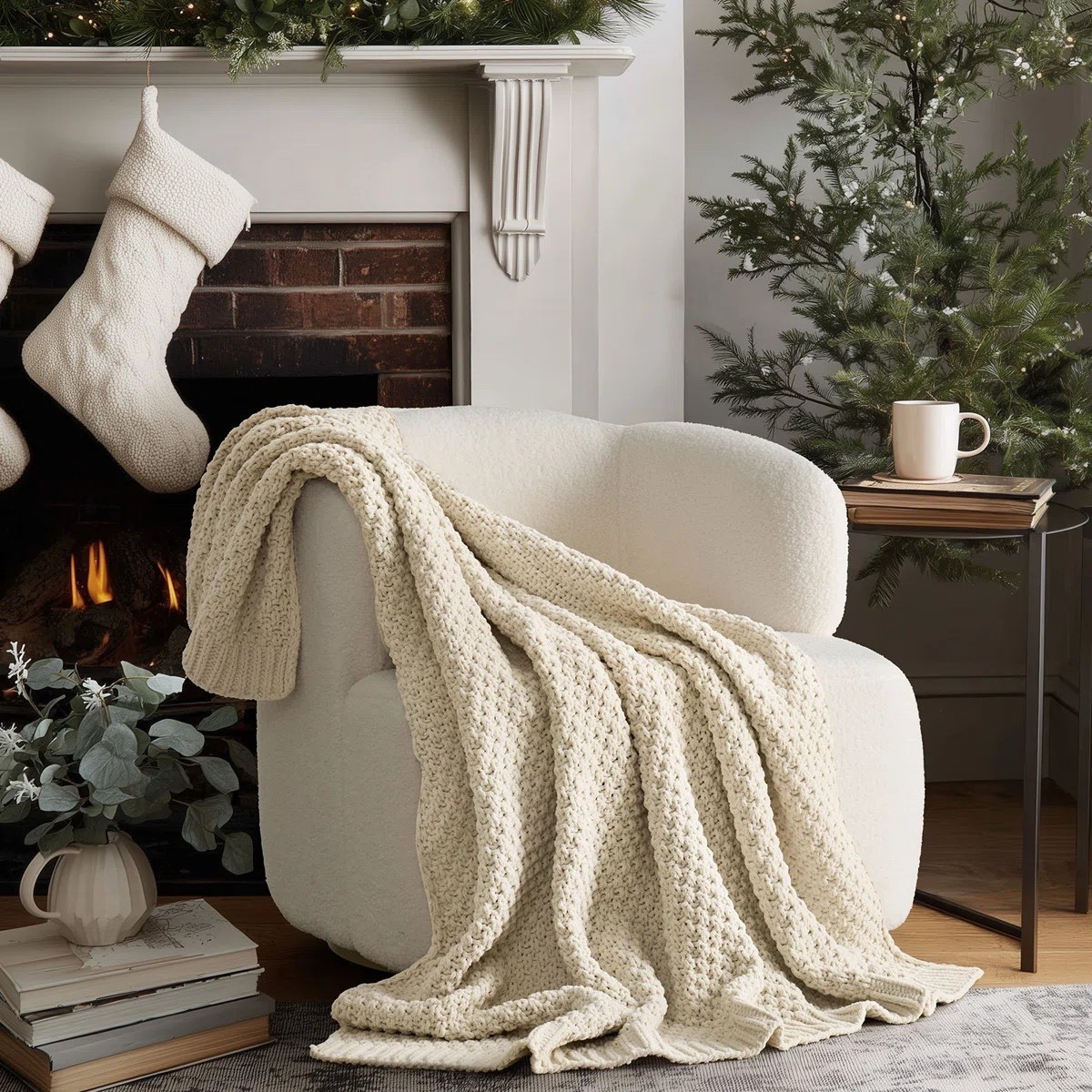 Drape this knit throw over your sofa or bed for an instantly cozy, styled look that feels warm and inviting. ON SALE and under $50. Pair this with a cozy storage bench or chair to complete the look.

Keywords: Throw blanket, chenille throw blanket, storage bench blanket, faux fur throw, upholstered storage bench, cozy storage bench, velvet storage bench, flip top storage bench, wicker storage bench