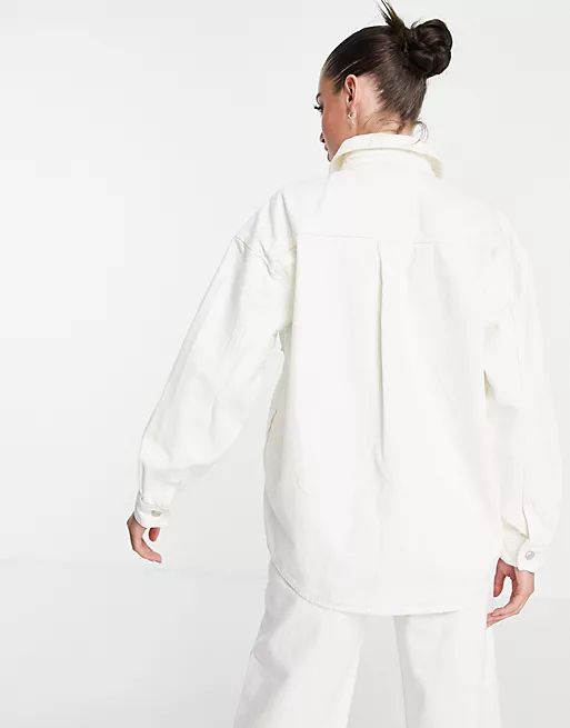 ASOS DESIGN oversized denim shacket in white | ASOS (Global)