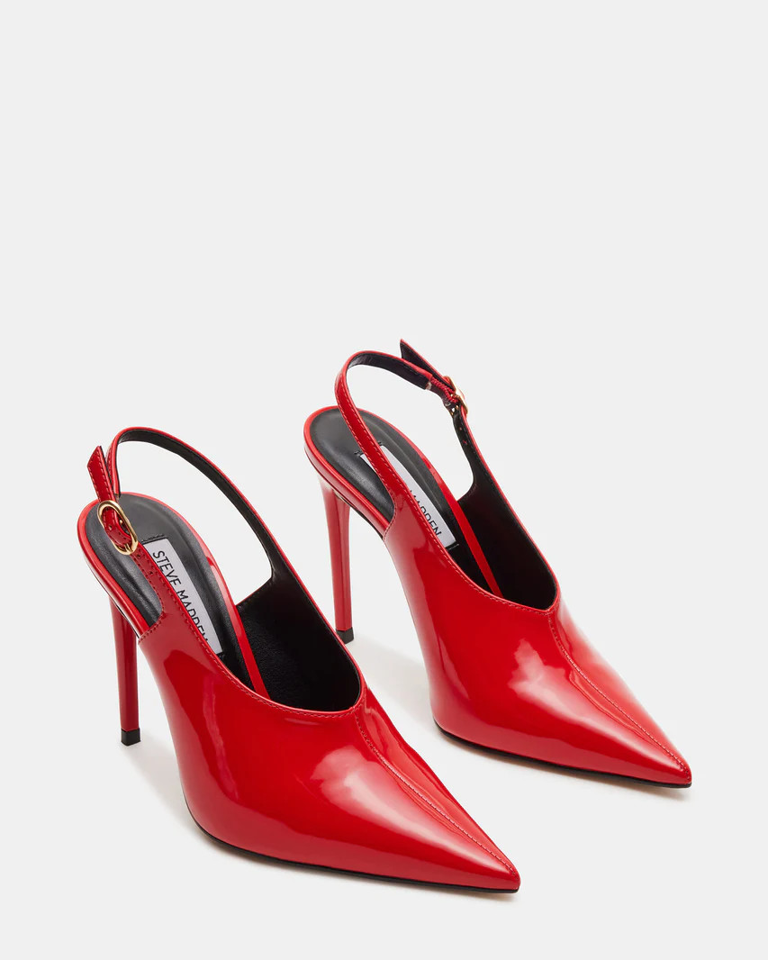 KAYLAN Red Patent Pointed Toe Slingback | Women's Heels | Steve Madden (US)