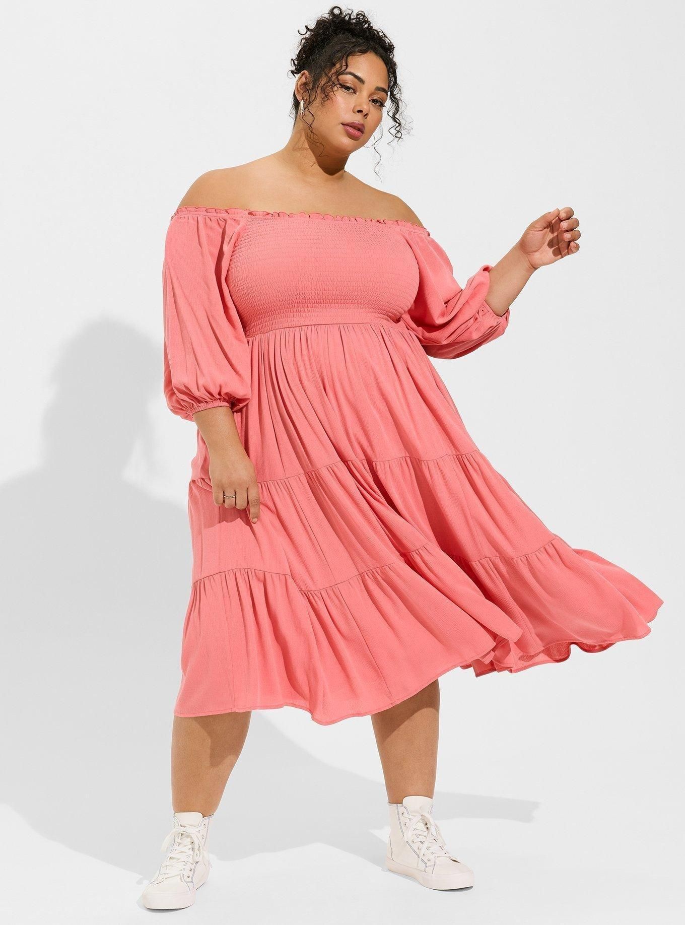 Midi Washable Gauze Off The Shoulder Dress | Torrid (US & Canada)