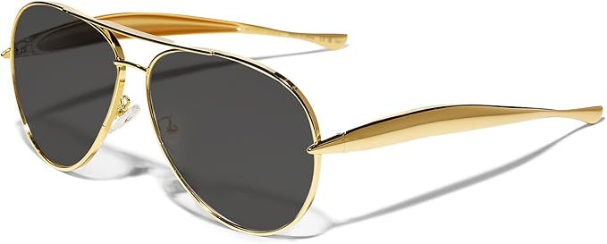 Retro Gold Aviator Sunglasses for Women Men, 2025 Metal Oversized 70s Aviators Sun Glasses | Amazon (US)