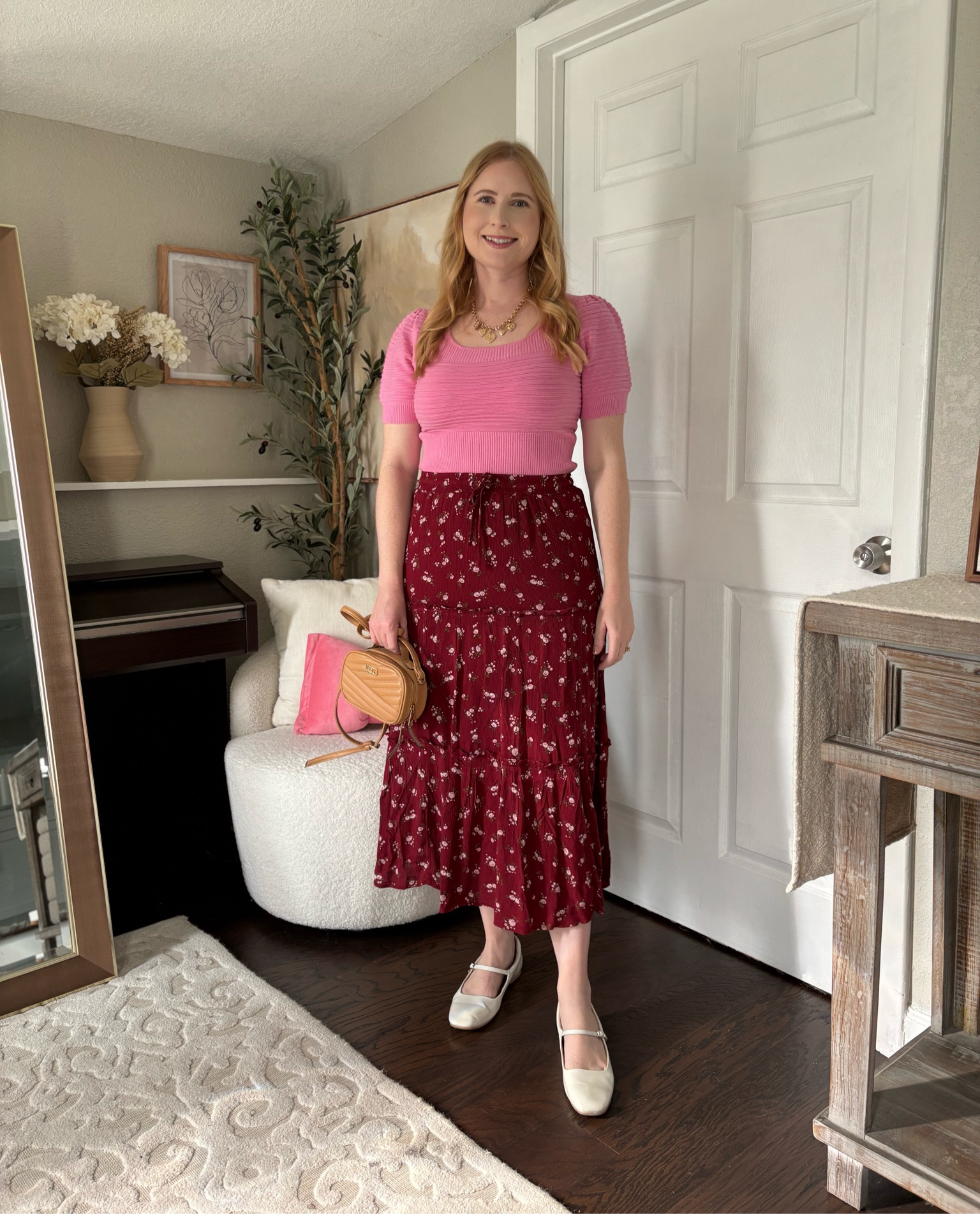 Sweater: size Medium
Skirt: Size Medium 

#LTKSeasonal #LTKMidsize #LTKFindsUnder50