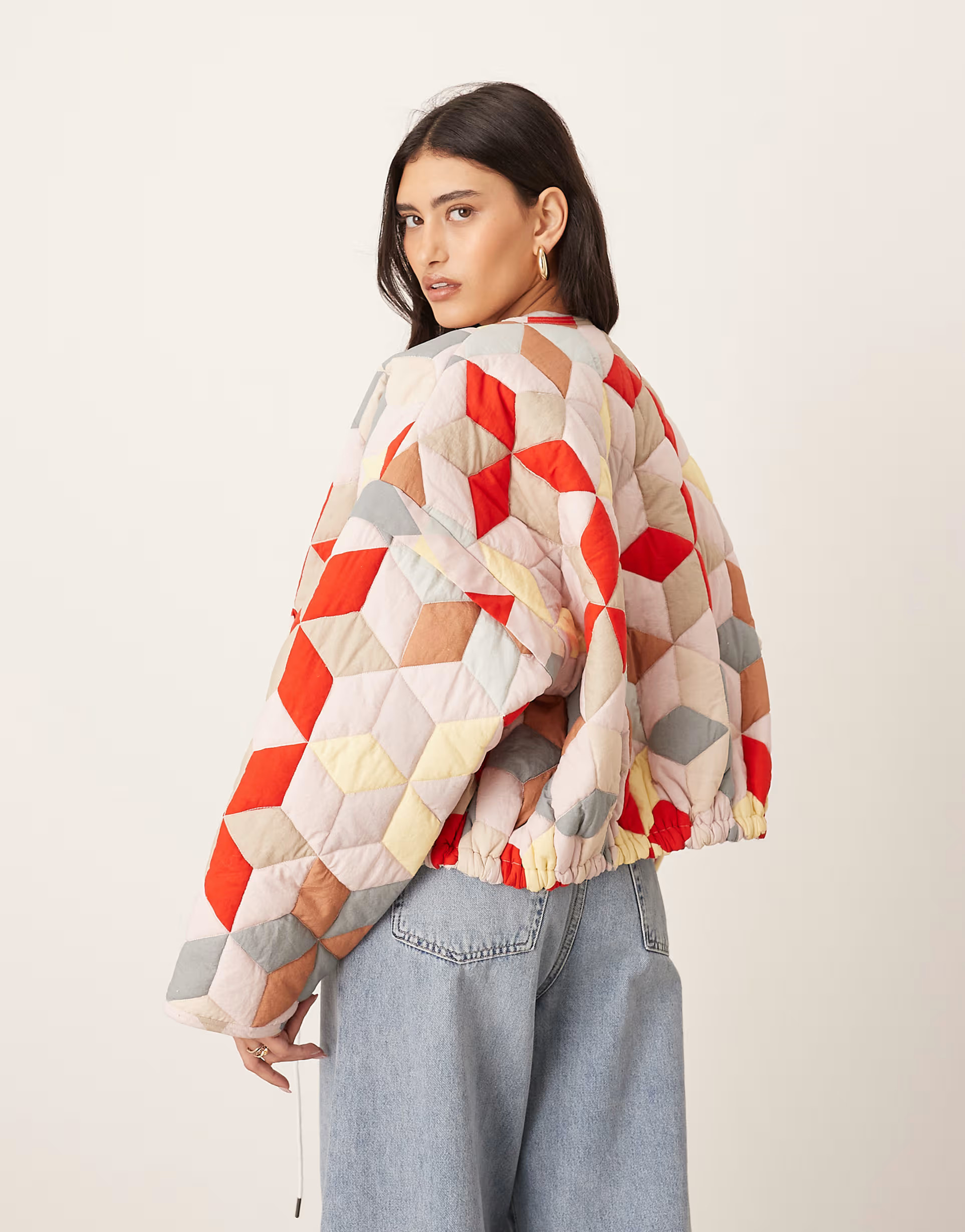 ARRANGE quilted bomber jacket in washed patchwork print | ASOS | ASOS (Global)