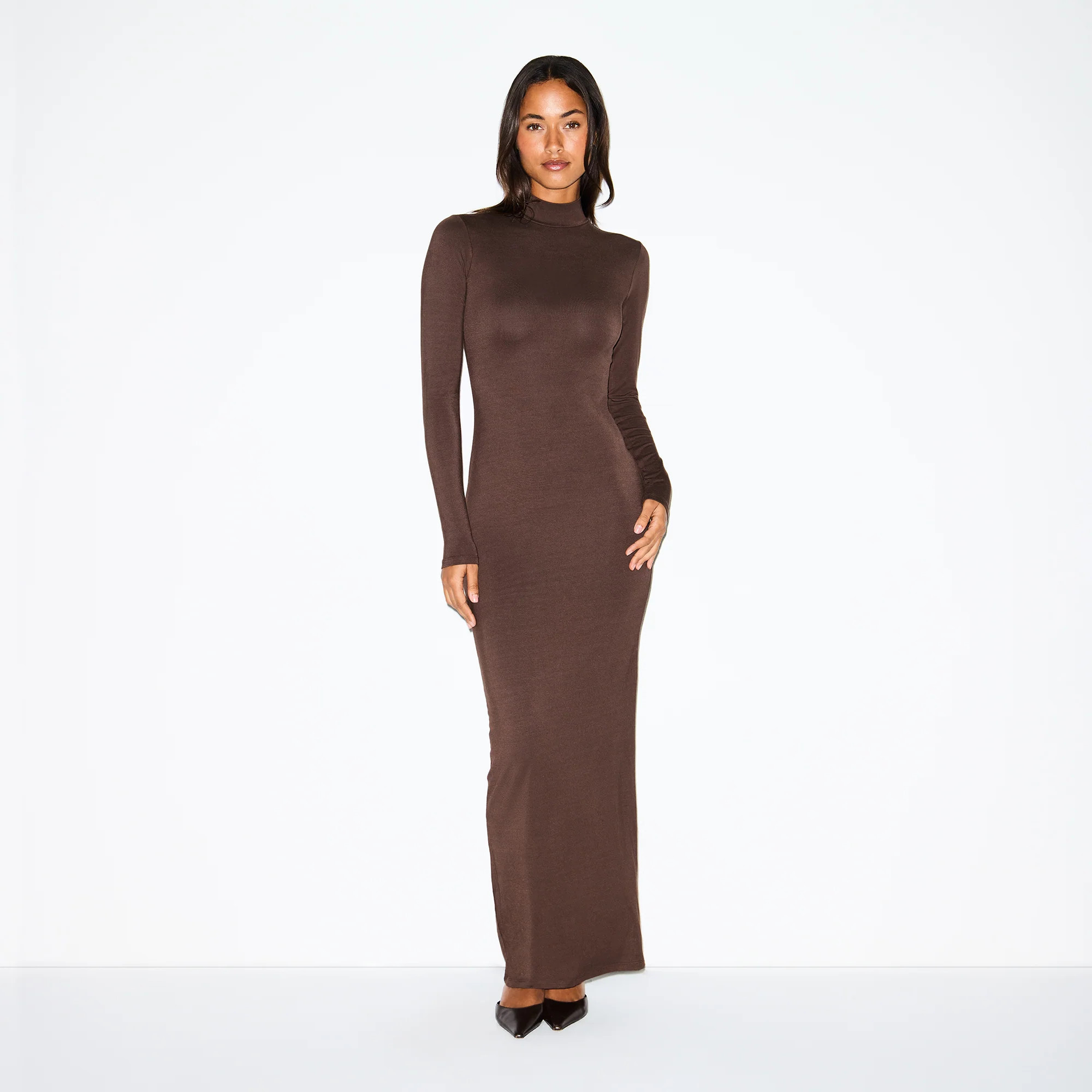 SKIMS Turtleneck Long Dress | Deep Neutral | Small | Smooth Layers | SKIMS (US)