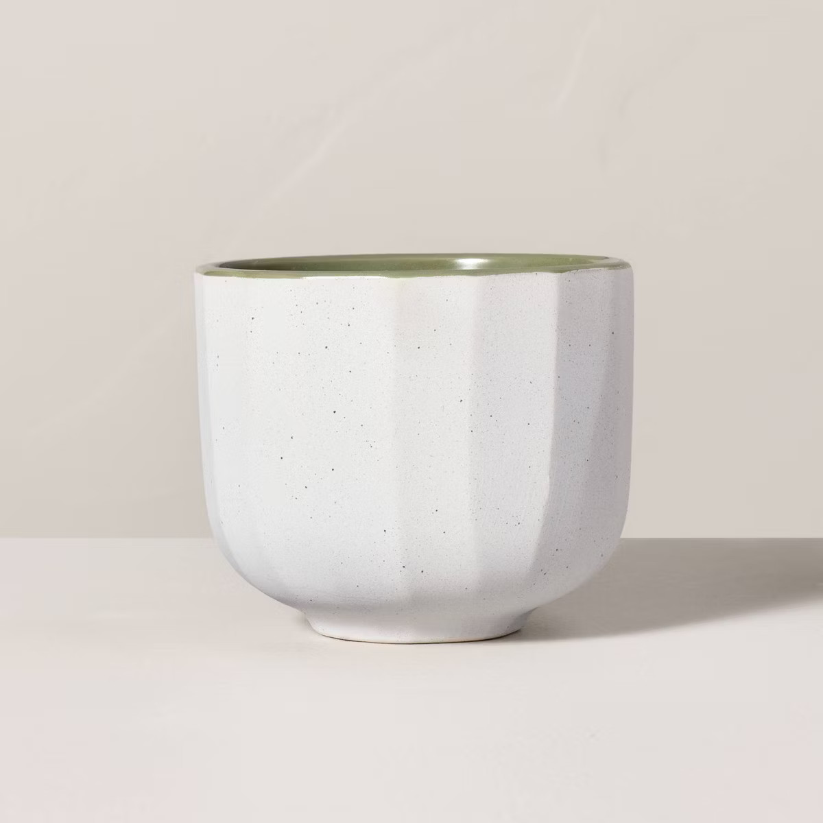 Speckle-Faceted Ceramic Bergamot Jar Candle Green/White 6oz - Hearth & Hand™ with Magnolia | Target