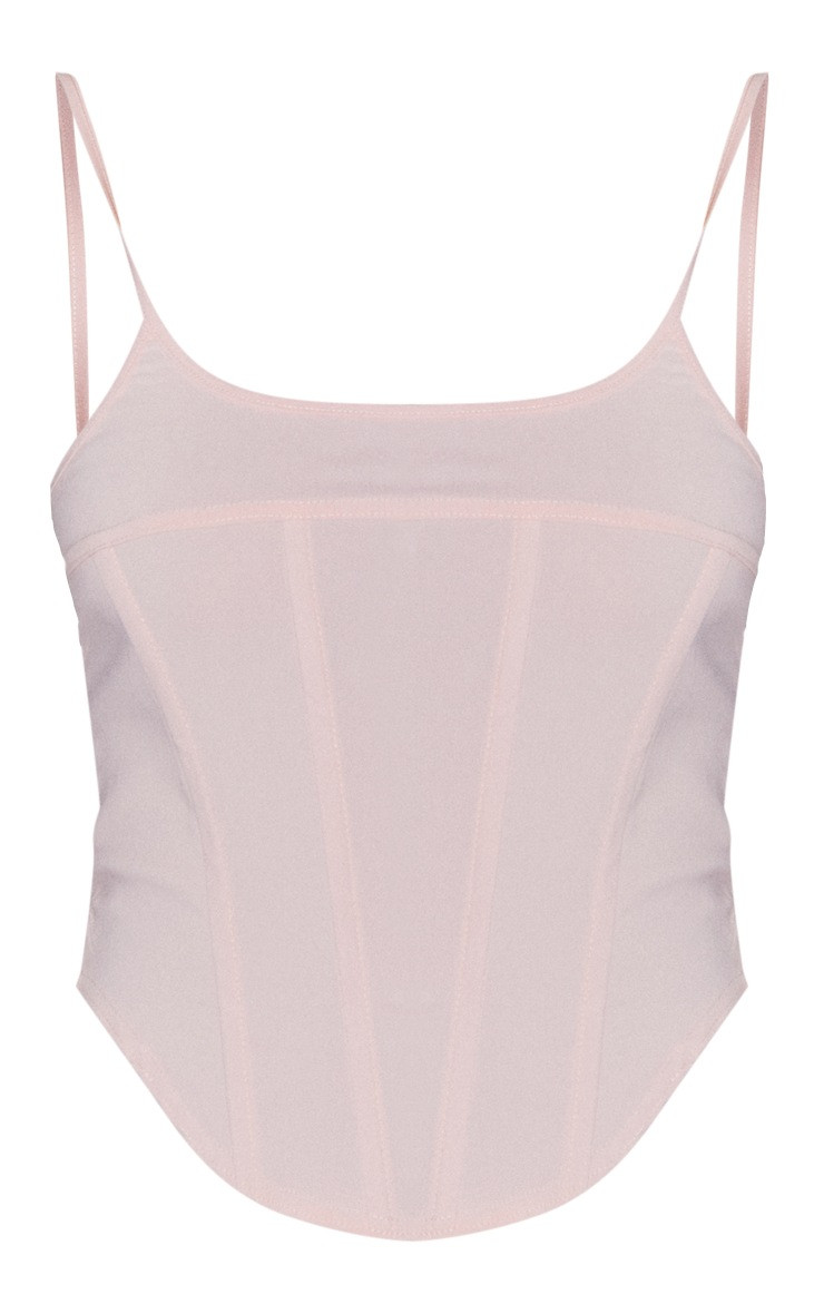 Baby Pink Stretch Woven Corset Top | Pretty Little Thing (Australia & New Zealand)