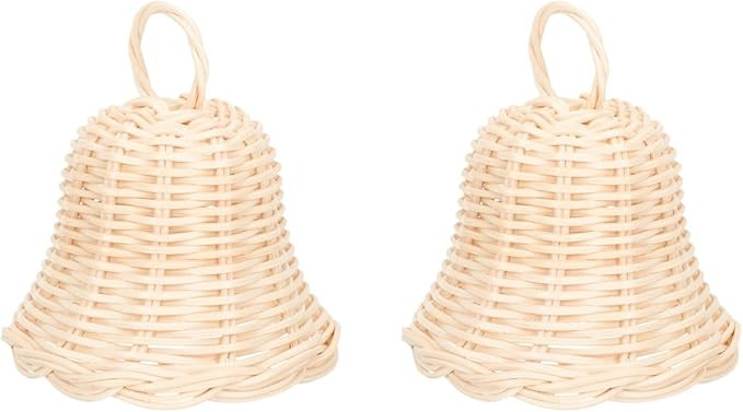 LIFKOME 2pcs Rattan Bell Shape Ornaments for Xmas Decorative Pendant Hand-Woven Christmas Home De... | Amazon (US)