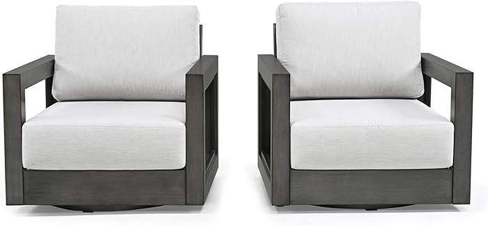HAPPATIO Extra Large Size Patio Swivel Sofa Chairs Set of 2, Aluminum Modern 360° Swivel Chairs ... | Amazon (US)