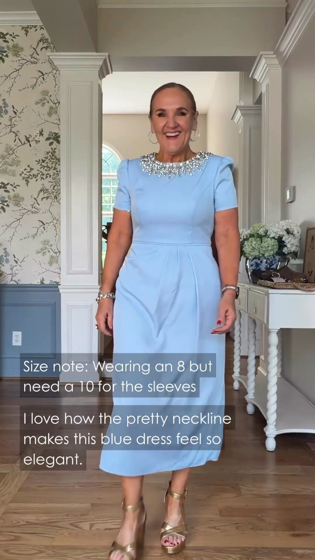 This dress really is a pretty one, especially with that beaded neckline. I’m wearing an 8, but I’d need a 10 for the sleeves.

#LTKgrwm #LTKdayinmylife #LTKootd