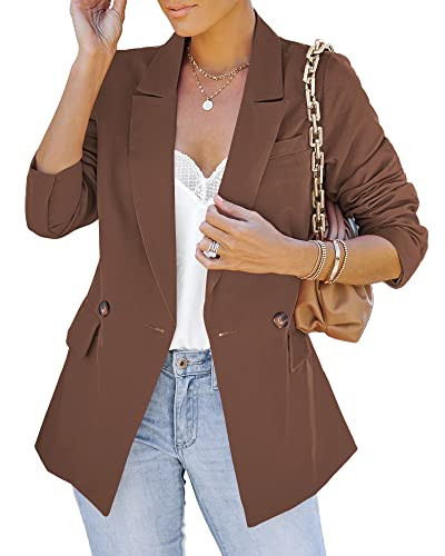 LookbookStore Oversized Blazers for Women Friar Brown Blazer for Women Cardigan Outfit for Work Business Size Large Size 12 Size 14 | Amazon (US)