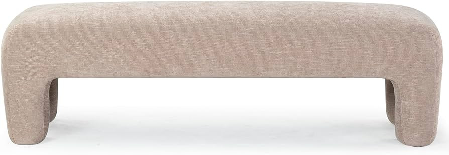 SAFAVIEH Couture Collection Tamlyn Modern Light Brown Performance Fabric Bench (Fully Assembled) | Amazon (US)