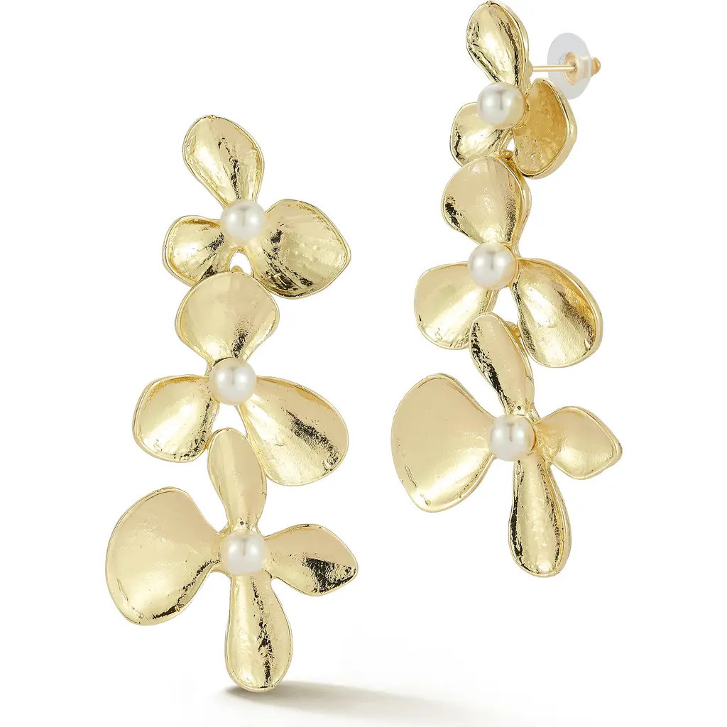SPHERA MILANO Faux Pearl Flower Drop Earrings in Gold at Nordstrom Rack | Nordstrom Rack