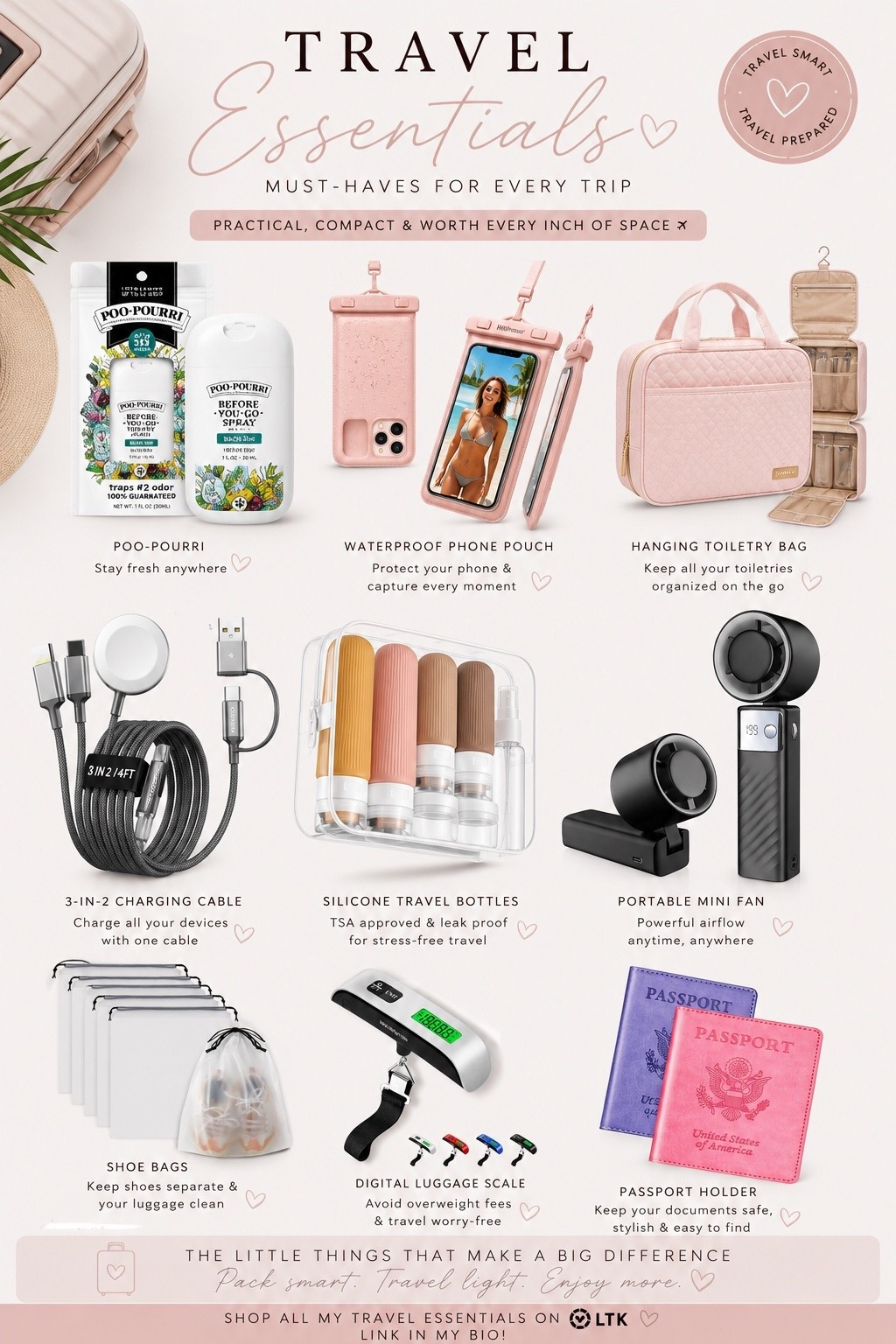 Travel smarter, not harder ✈️🤍 These are my go-to travel essentials that make every trip easier, more organized, and stress-free. Everything is linked in my LTK! ✨

#LTKTravel #TravelEssentials #AmazonFinds #TravelMustHaves #TravelFavorites

#LTKTravel #LTKBeauty #LTKdayinmylife